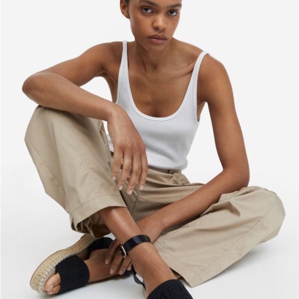 H&M Beige Embroidered Espadrilles